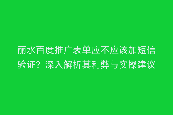 丽水百度推广表单应不应该加短信验证?深入解析其利弊与实操建议