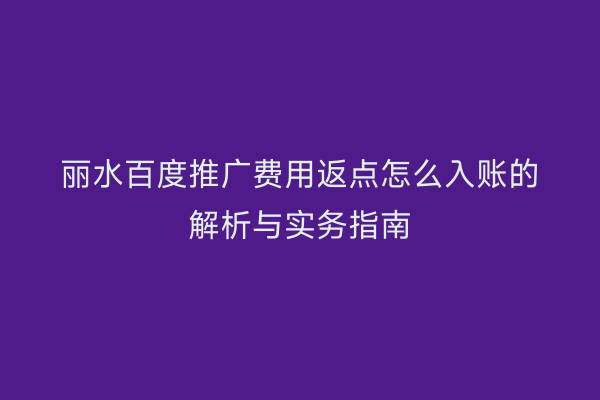 丽水百度推广费用返点怎么入账的解析与实务指南