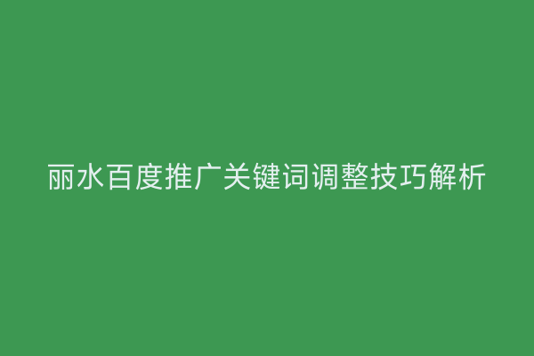 丽水百度推广关键词调整技巧解析