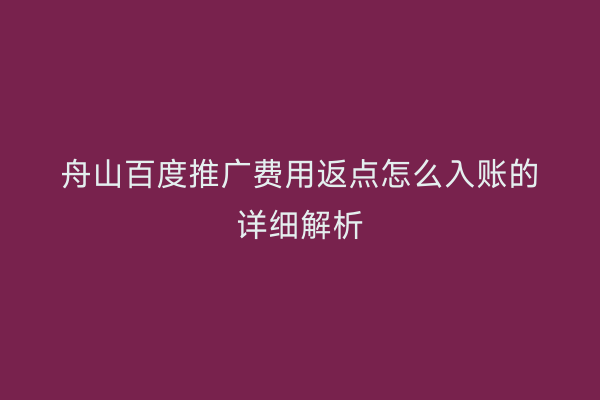 舟山百度推广费用返点怎么入账的详细解析