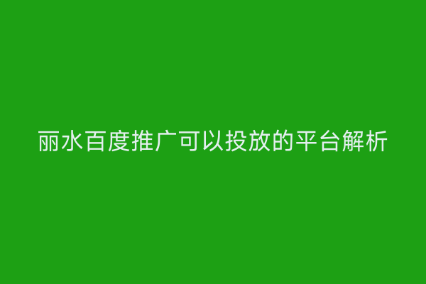 丽水百度推广可以投放的平台解析
