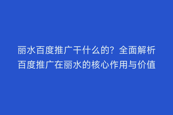 丽水百度推广干什么的?全面解析百度推广在丽水的核心作用与价值