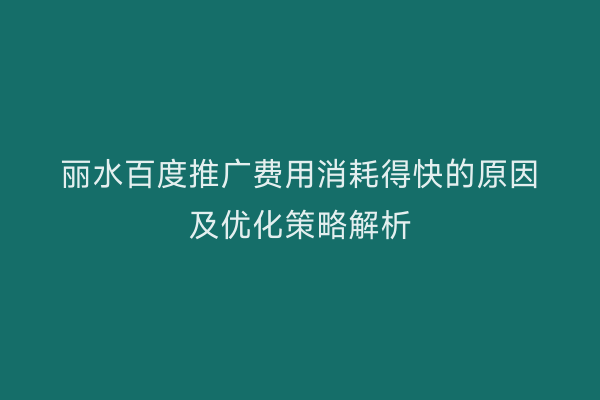 丽水百度推广费用消耗得快的原因及优化策略解析
