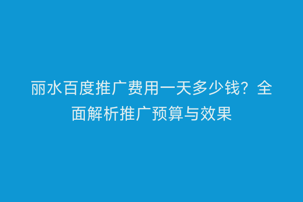 丽水百度推广费用一天多少钱?全面解析推广预算与效果