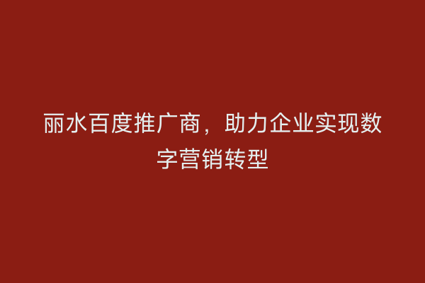 丽水百度推广商,助力企业实现数字营销转型