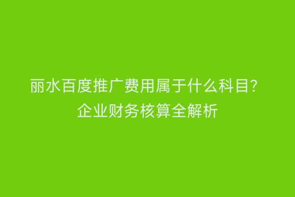 丽水百度推广费用属于什么科目?企业财务核算全解析
