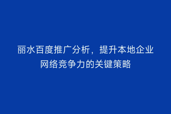 丽水百度推广分析,提升本地企业网络竞争力的关键策略
