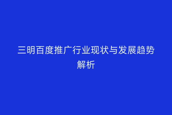 三明百度推广行业现状与发展趋势解析