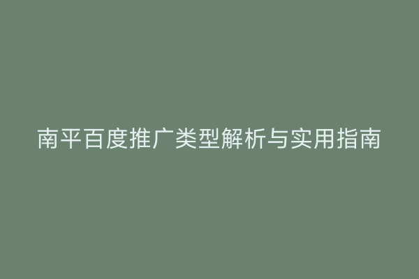 南平百度推广类型解析与实用指南