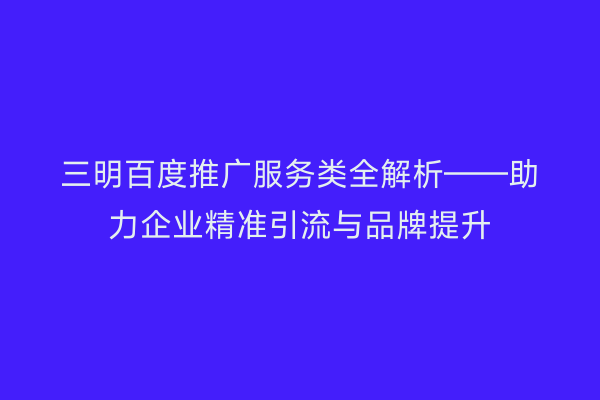 三明百度推广服务类全解析——助力企业精准引流与品牌提升