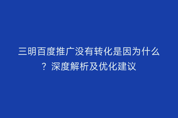 三明百度推广没有转化是因为什么?深度解析及优化建议