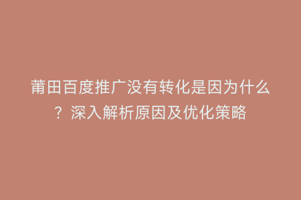 莆田百度推广没有转化是因为什么？深入解析原因及优化策略