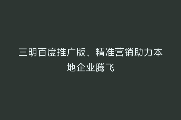 三明百度推广版,精准营销助力本地企业腾飞