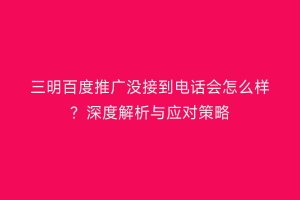 三明百度推广没接到电话会怎么样?深度解析与应对策略