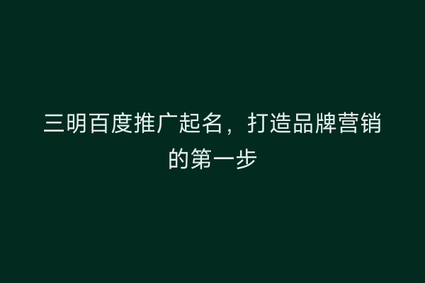 三明百度推广起名，打造品牌营销的第一步