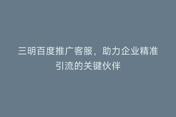 三明百度推广客服,助力企业精准引流的关键伙伴