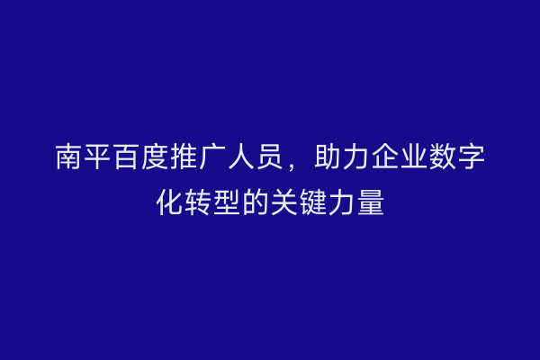 南平百度推广人员，助力企业数字化转型的关键力量