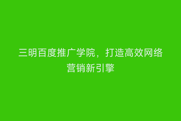 三明百度推广学院,打造高效网络营销新引擎