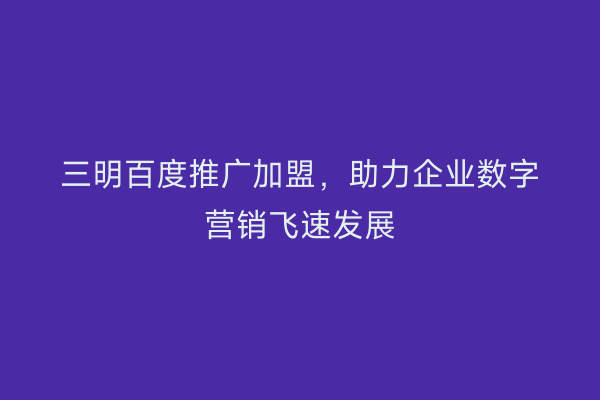 三明百度推广加盟,助力企业数字营销飞速发展