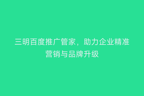 三明百度推广管家,助力企业精准营销与品牌升级