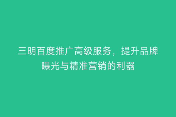 三明百度推广高级服务,提升品牌曝光与精准营销的利器