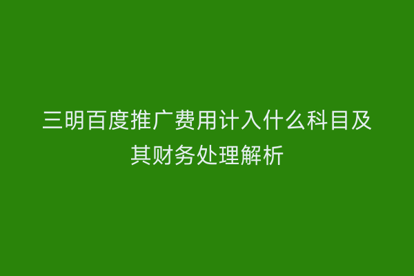三明百度推广费用计入什么科目及其财务处理解析