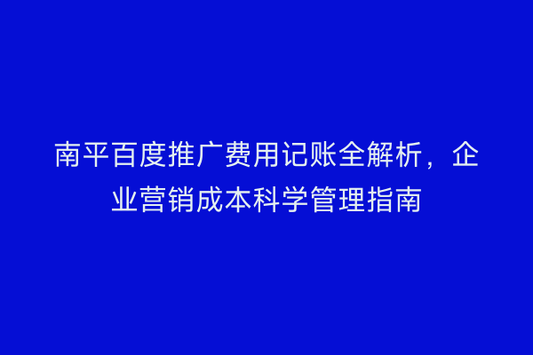 南平百度推广费用记账全解析,企业营销成本科学管理指南