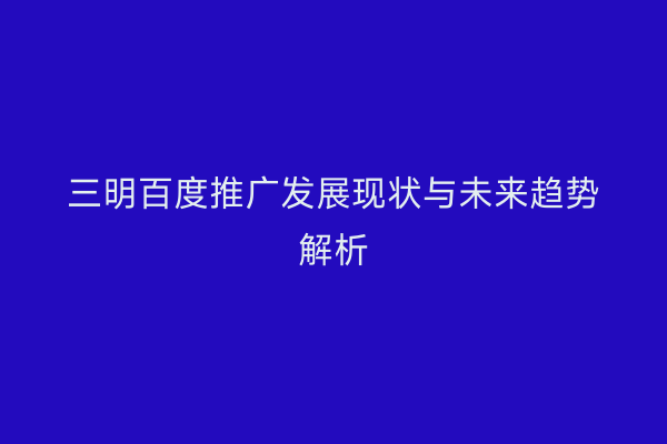 三明百度推广发展现状与未来趋势解析