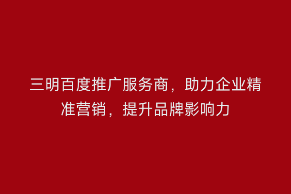 三明百度推广服务商,助力企业精准营销,提升品牌影响力