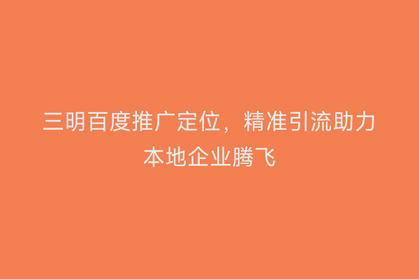 三明百度推广定位，精准引流助力本地企业腾飞