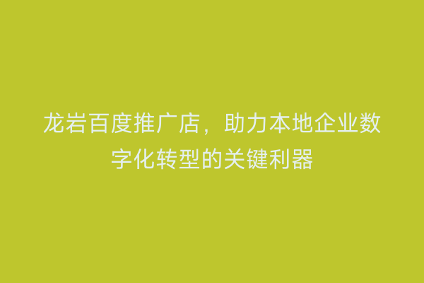 龙岩百度推广店,助力本地企业数字化转型的关键利器
