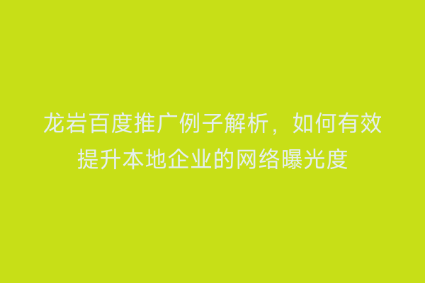 龙岩百度推广例子解析,如何有效提升本地企业的网络曝光度