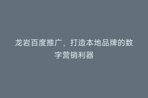 龙岩百度推广,打造本地品牌的数字营销利器