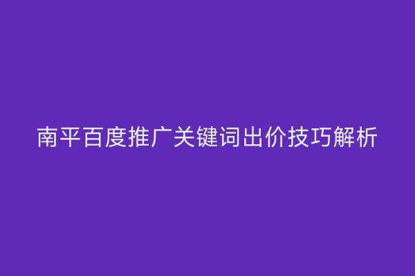 南平百度推广关键词出价技巧解析