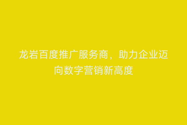 龙岩百度推广服务商,助力企业迈向数字营销新高度