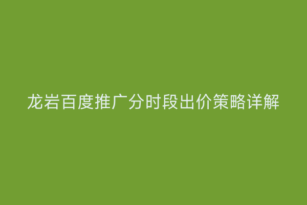 龙岩百度推广分时段出价策略详解
