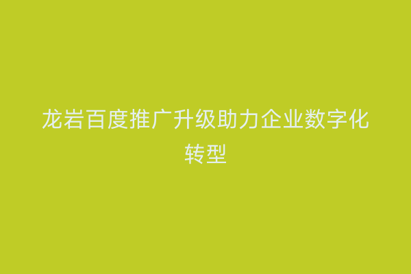 龙岩百度推广升级助力企业数字化转型