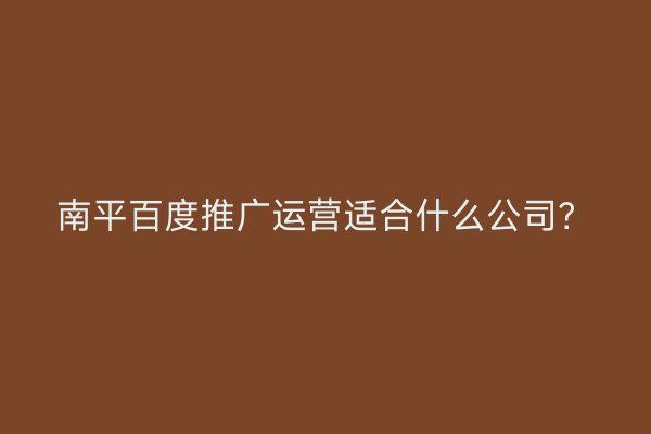南平百度推广运营适合什么公司？
