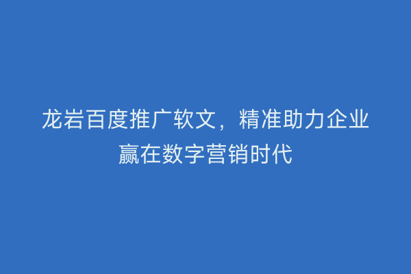 龙岩百度推广软文，精准助力企业赢在数字营销时代