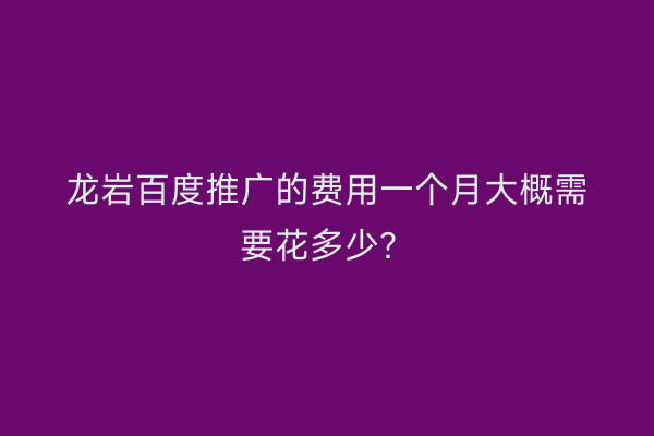 龙岩百度推广的费用一个月大概需要花多少？