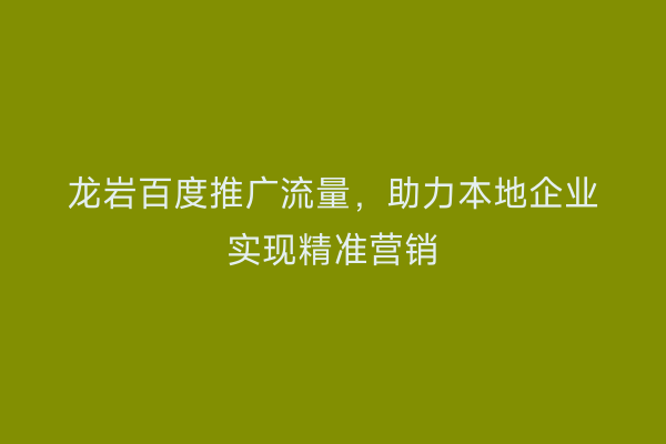 龙岩百度推广流量，助力本地企业实现精准营销