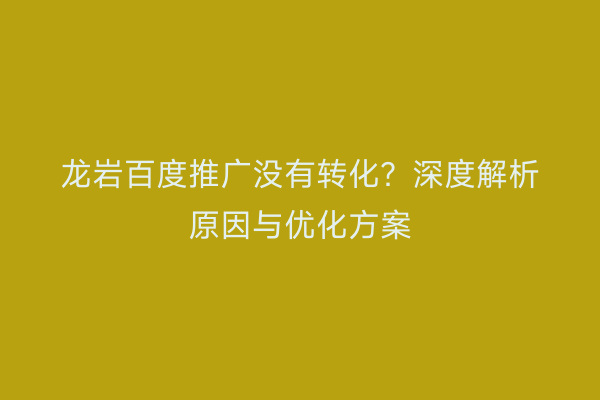 龙岩百度推广没有转化？深度解析原因与优化方案