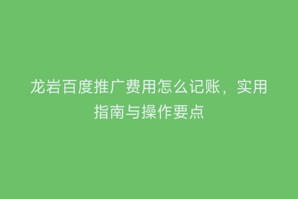龙岩百度推广费用怎么记账,实用指南与操作要点