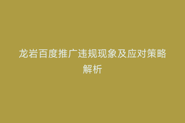 龙岩百度推广违规现象及应对策略解析