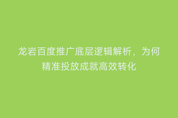 龙岩百度推广底层逻辑解析,为何精准投放成就高效转化