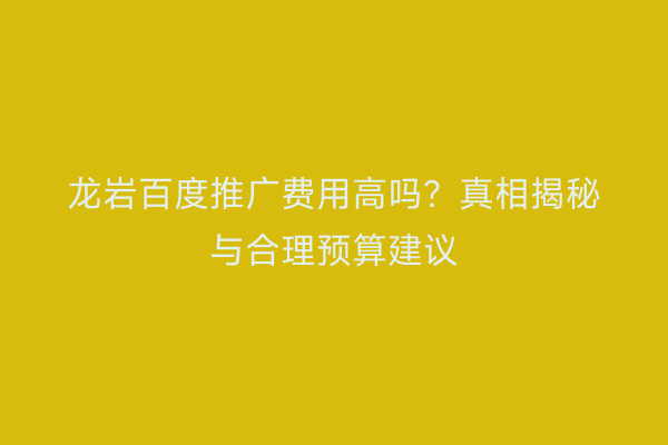 龙岩百度推广费用高吗?真相揭秘与合理预算建议