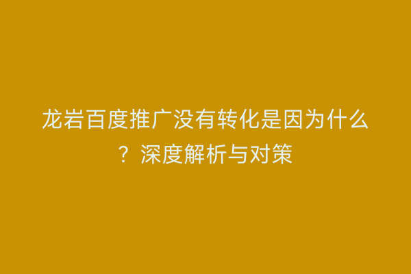 龙岩百度推广没有转化是因为什么?深度解析与对策