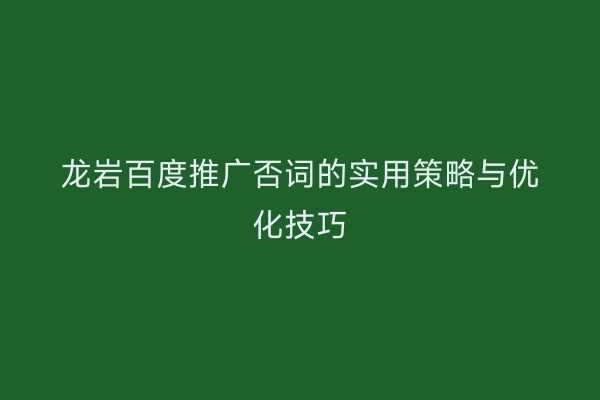 龙岩百度推广否词的实用策略与优化技巧