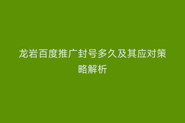 龙岩百度推广封号多久及其应对策略解析