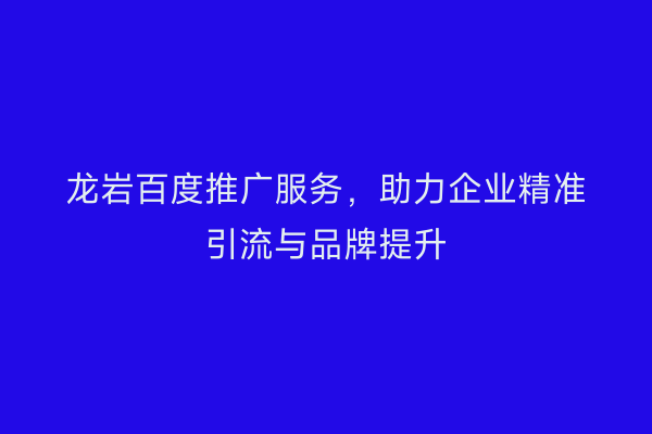 龙岩百度推广服务,助力企业精准引流与品牌提升